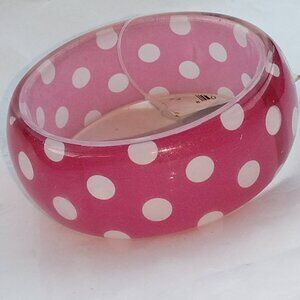 Hot Pink and White Polka Dot Bangle Bracelet – Retro Statement Style